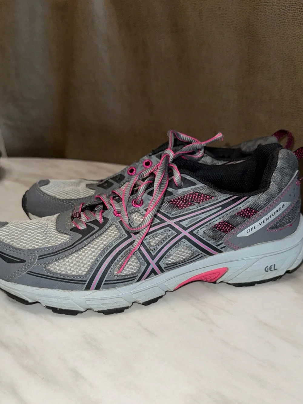 ASICS Gel-Venture 6 Running Shoes T7G6N Gray Silver Pink Women's US Size 9